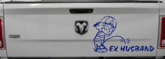 Funny Pee on Ex Husband Car Decal Prank Vinyl Sticker for Trucks (Navy)