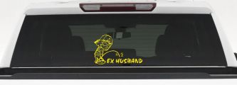 Pee on Ex Husband Car or Truck Window Decal Sticker (Yellow)
