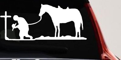 Cowboy Cross Horse Decal Western Christian Car Truck Window Sticker