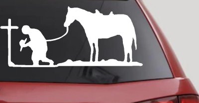 Cowboy Cross Horse Decal Western Christian Car Truck Window Sticker