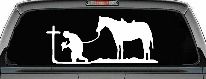 Cowboy at Cross with Horse Western Ranch or Farm Christain Car or Truck Window Decal Sticker