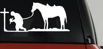 Cowboy Cross Horse Decal Western Christian Car Truck Window Sticker