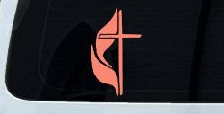 Methodist Cross Christian Car or Truck Window Decal Sticker (Coral)