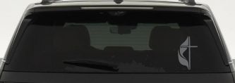 Methodist Cross Christian Car or Truck Window Decal Sticker (Silver)