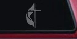 Methodist Cross Christian Car Truck Window Vinyl Decal Sticker Faith (Silver)