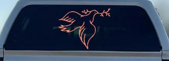 Open Dove Christian Car or Truck Window Decal Sticker (Coral)