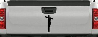 Jesus on Cross Christian Car or Truck Window Decal Sticker (Black)
