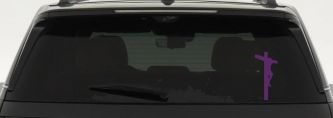 Jesus on Cross Christian Car or Truck Window Decal Sticker (Violet)