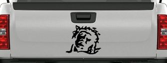 Jesus with Thorn Crown Christian Car or Truck Window Decal Sticker (Black)