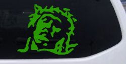 Jesus with Thorn Crown Christian Car or Truck Window Decal Sticker (Lime)