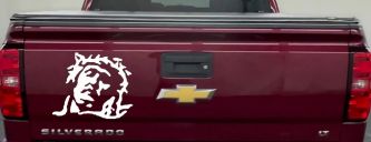 Jesus with Thorn Crown Christian Car or Truck Window Decal Sticker (White)