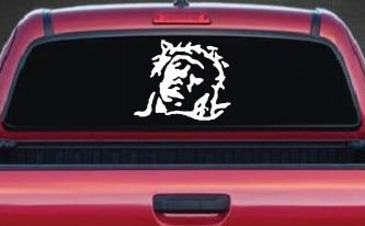 Jesus with Thorn Crown Christian Car or Truck Window Decal Sticker