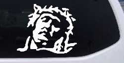 Jesus with Thorn Crown Christian Car or Truck Window Decal Sticker