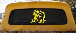 Jesus with Thorn Crown Christian Car or Truck Window Decal Sticker (Yellow)