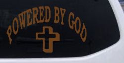 Powered By God Christian Car or Truck Window Decal Sticker (Copper)