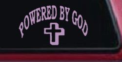 Powered By God Christian Car or Truck Window Decal Sticker (Lilac)