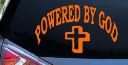 Powered By God Christian Car Truck Window Vinyl Decal Sticker Faith (Orange)