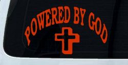 Powered By God Christian Car Truck Window Vinyl Decal Sticker Faith (Orange Red)