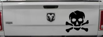 Skull and Cross Bones Biker or Pirate Car or Truck Window Decal Sticker (Black)