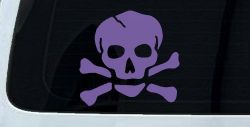 Skull and Cross Bones Biker or Pirate Car or Truck Window Decal Sticker (Purple)