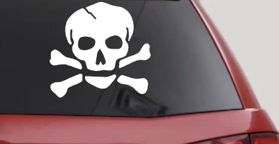 Skull and Cross Bones Biker or Pirate Car or Truck Window Vinyl Decal Sticker