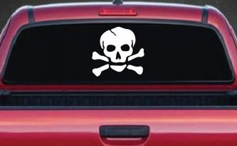 Skull and Cross Bones Biker or Pirate Car or Truck Window Decal Sticker