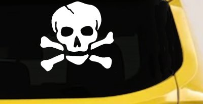 Skull and Cross Bones Biker or Pirate Car or Truck Window Vinyl Decal Sticker
