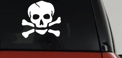 Skull and Cross Bones Biker or Pirate Car or Truck Window Vinyl Decal Sticker