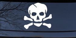 Skull and Cross Bones Biker or Pirate Car or Truck Window Decal Sticker