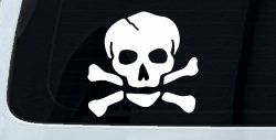Skull and Cross Bones Biker or Pirate Car or Truck Window Decal Sticker
