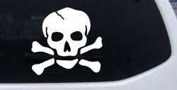 Skull and Cross Bones Biker or Pirate Car or Truck Window Decal Sticker