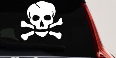 Skull and Cross Bones Biker or Pirate Car or Truck Window Vinyl Decal Sticker