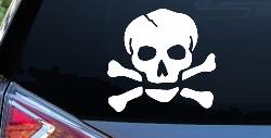 Skull and Cross Bones Biker or Pirate Car or Truck Window Decal Sticker