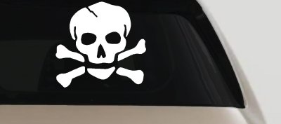 Skull and Cross Bones Biker or Pirate Car or Truck Window Vinyl Decal Sticker
