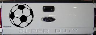 Soccer Ball  Sports Car or Truck Window Decal Sticker (Black)