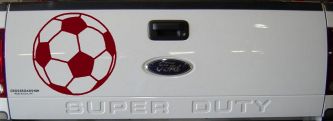 Soccer Ball  Sports Car or Truck Window Decal Sticker (Burgundy)