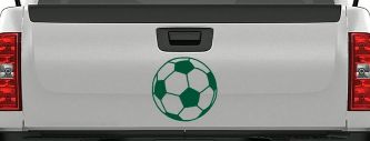 Soccer Ball  Sports Car or Truck Window Decal Sticker (Dark Green)