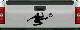 Kicking Soccer Ball Sports Car or Truck Window Decal Sticker (Black)