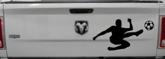 Kicking Soccer Ball Sports Car or Truck Window Decal Sticker (Black)