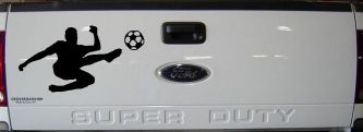 Kicking Soccer Ball Sports Car or Truck Window Decal Sticker (Black)