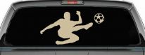 Kicking Soccer Ball Sports Car or Truck Window Decal Sticker (Desert Sand)