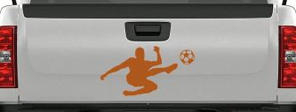 Kicking Soccer Ball Car Decal Sticker Vinyl Truck Window Sports Theme (Nut Brown)