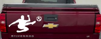 Kicking Soccer Ball Sports Car or Truck Window Decal Sticker (White)