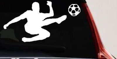 Kicking Soccer Ball Car Decal Sticker Vinyl Truck Window Sports Theme