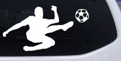 Kicking Soccer Ball Sports Car or Truck Window Decal Sticker