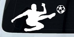 Kicking Soccer Ball Sports Car or Truck Window Decal Sticker