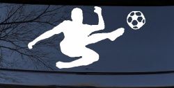 Kicking Soccer Ball Sports Car or Truck Window Decal Sticker