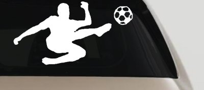 Kicking Soccer Ball Car Decal Sticker Vinyl Truck Window Sports Theme