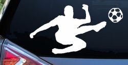 Kicking Soccer Ball Sports Car or Truck Window Decal Sticker