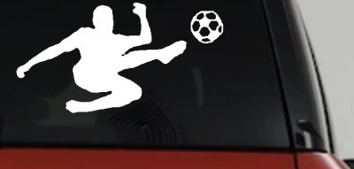Kicking Soccer Ball Car Decal Sticker Vinyl Truck Window Sports Theme